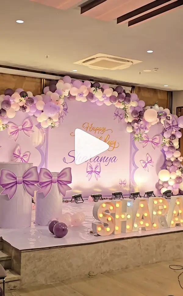 Bow Themed 2D Decoration — Birthdays event in Aparna Sarovar Zenith, Hyderabad by Events by AJ
